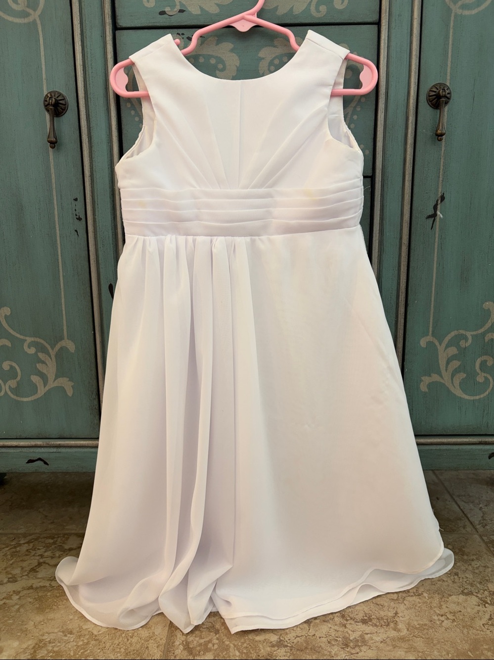 Elegant White Girls' A-Line Dress